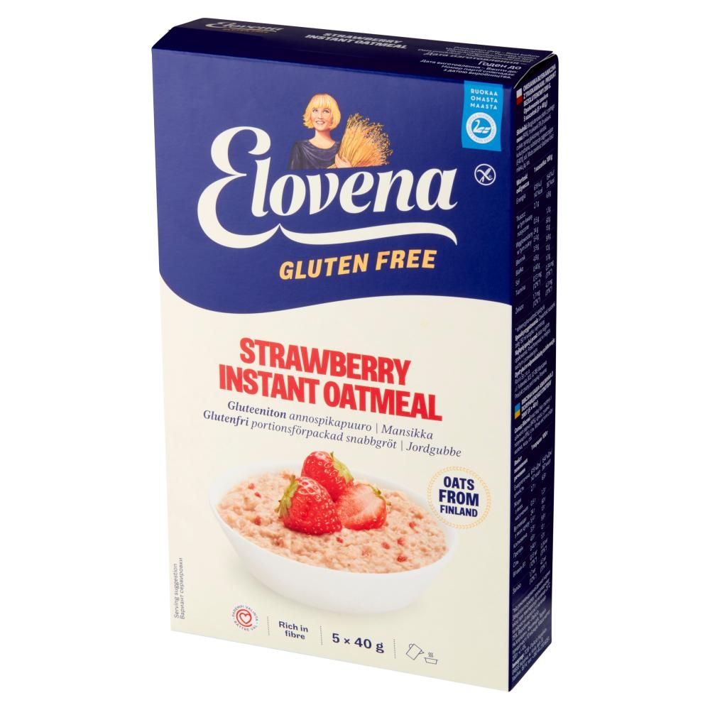 Elovena Gluten Free Bezglutenowa owsianka błyskawiczna z truskawkami 200 g (5 x 40 g)