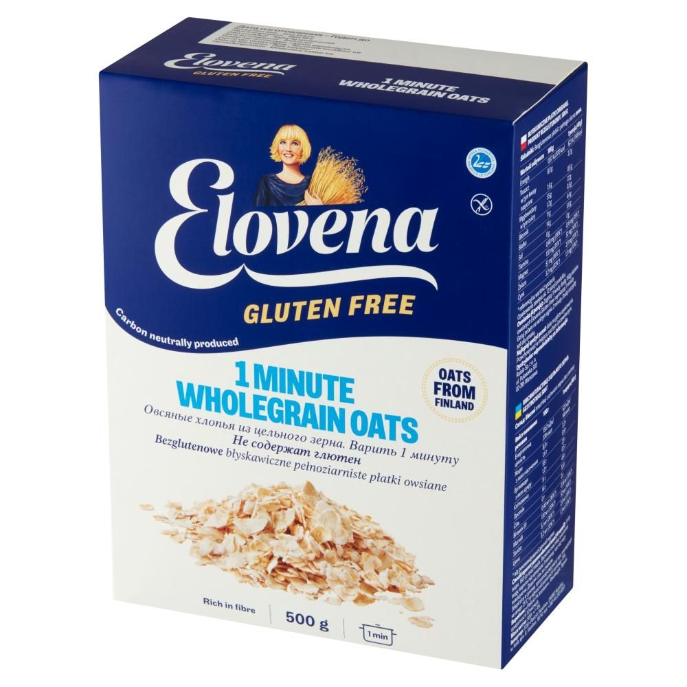 Elovena Gluten Free Bezglutenowe błyskawiczne pełnoziarniste płatki owsiane 500 g