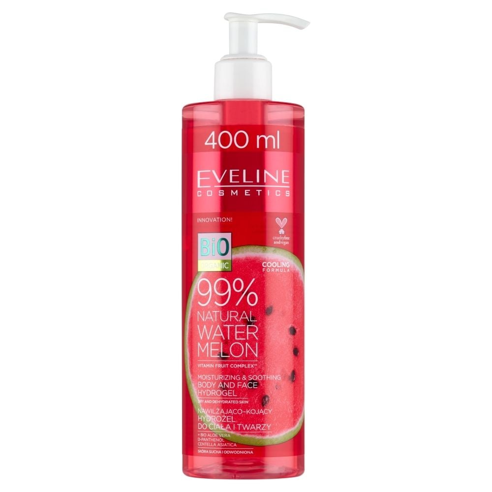 Eveline Cosmetics 99% Natural Watermelon Nawilżajaco-kojący hydrożel do ciała i twarzy 400 ml