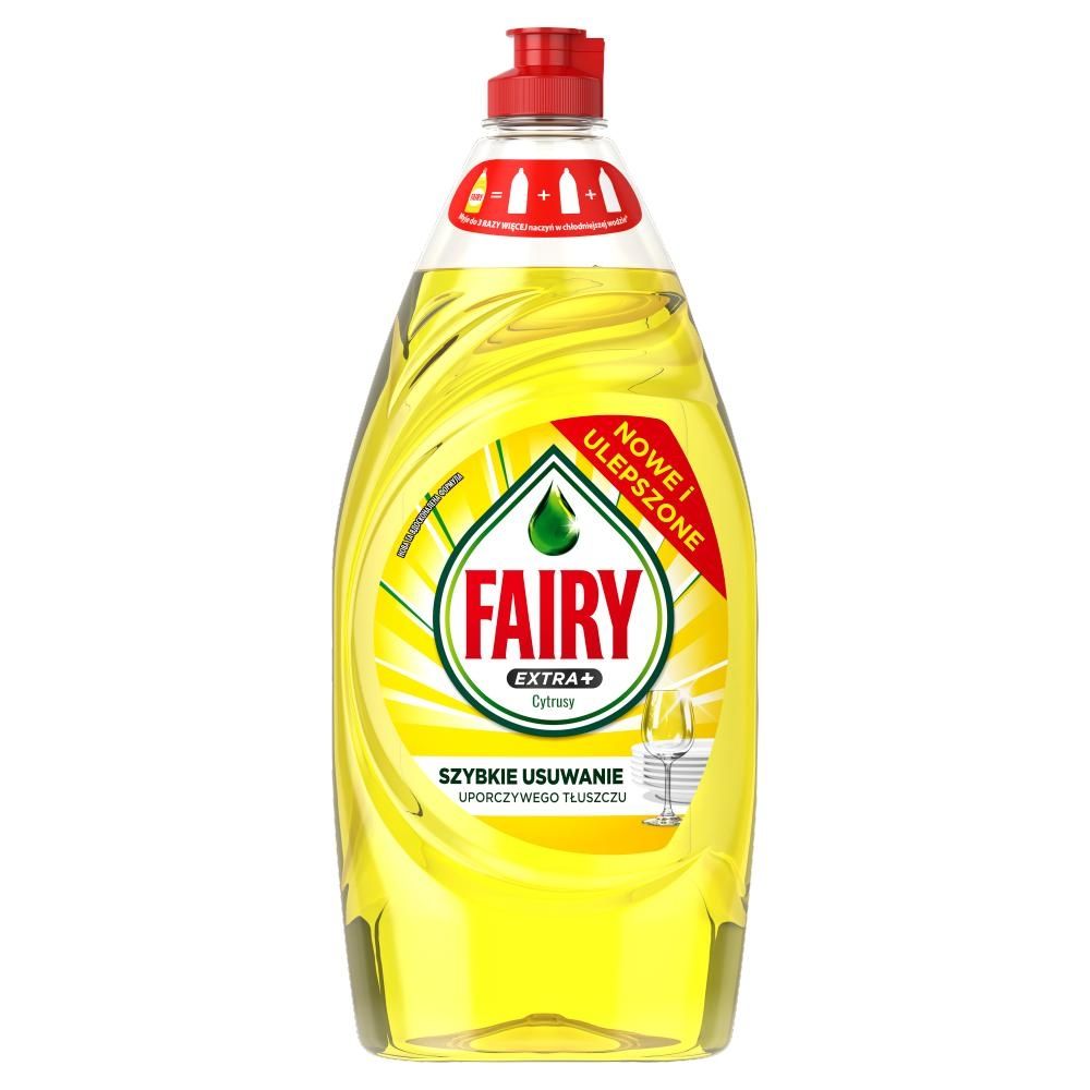 Fairy Extra+Cytrusy Płyn do mycia naczyń. Szybkiego usuwania silnie przywierającego tłuszczu900ml