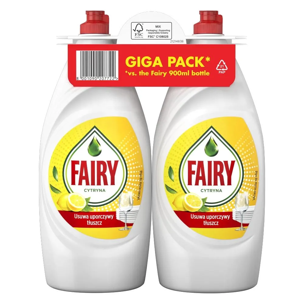 Fairy Original Cytryna Green Płyn do mycia naczyń z. Bez namaczania, bez tłuszczu, bez problemu 1.8L