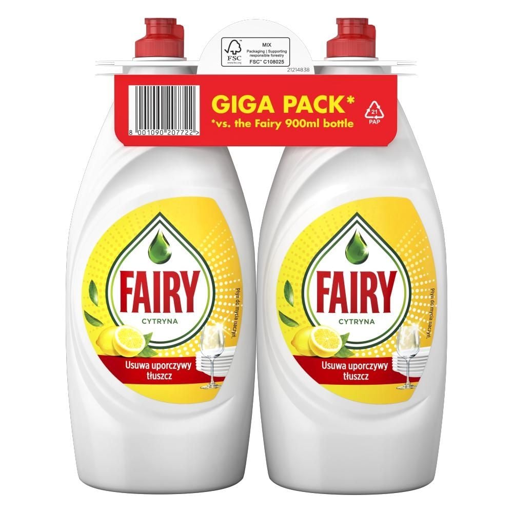 Fairy Original Cytryna Green Płyn do mycia naczyń z. Bez namaczania, bez tłuszczu, bez problemu 1.8L