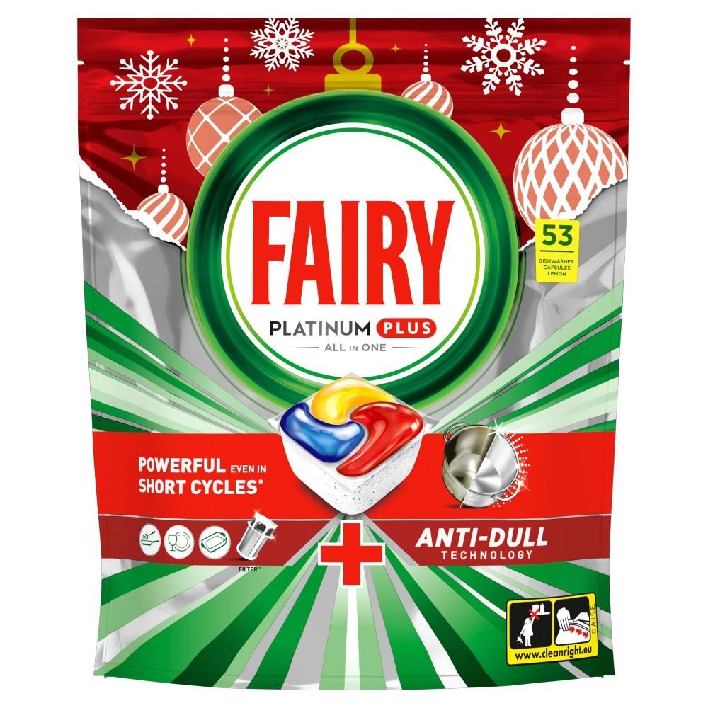 Fairy Platinum Plus Świeża cytrynowa bryza Tabletki do zmywarki All In One, 53 tabletek