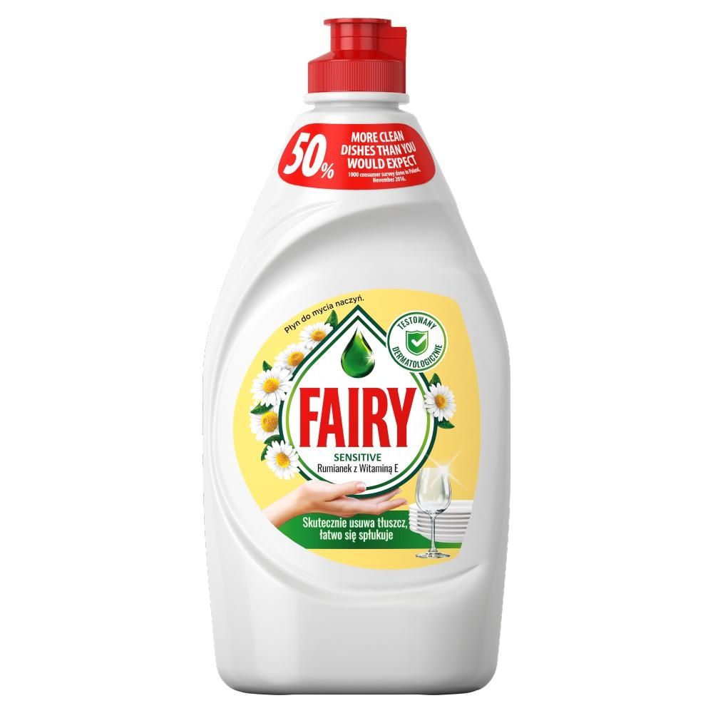 Fairy Skóra wrażliwa Chamomile & Vitamin E Płyn do mycia naczyń, delikatny dla skóry 450 ML