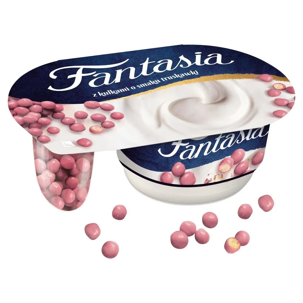 Fantasia Jogurt kremowy z kulkami o smaku truskawki 100 g