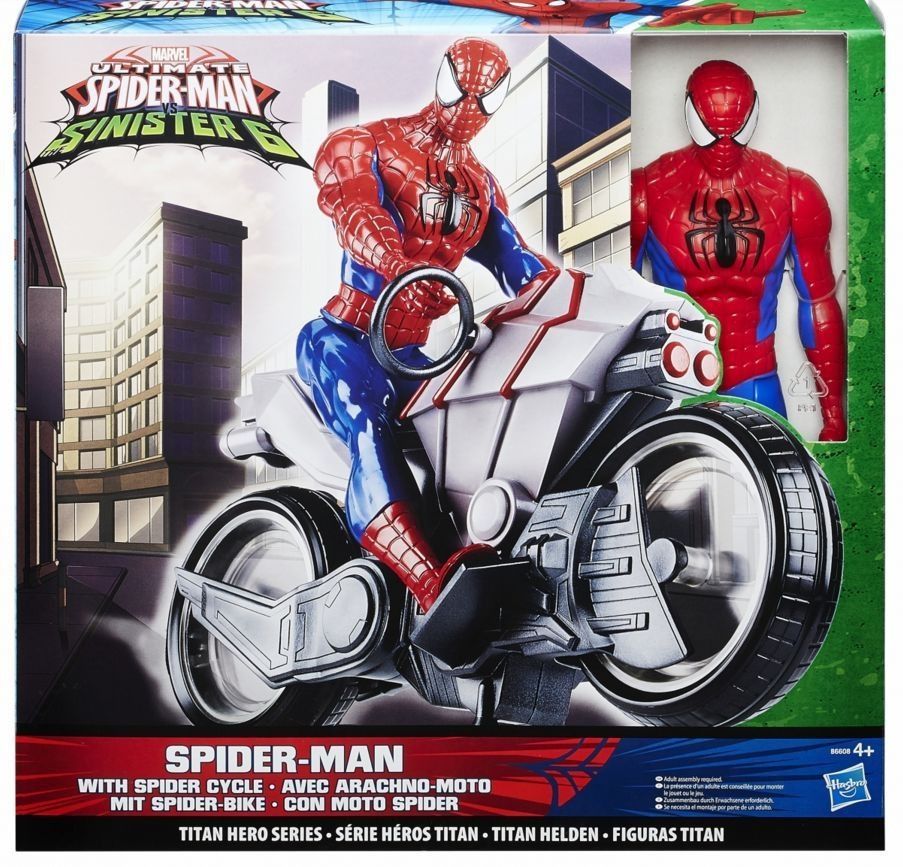 Figurka HASBRO Marvel Ultimate Spider-Man Vs The Sinister 6: Spider-Man z motocyklem (Titan Hero Series) B6608