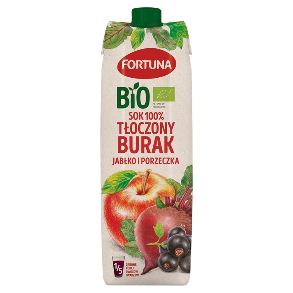 Fortuna Bio Sok 100 % tłoczony jabłko burak i porzeczka 1 l