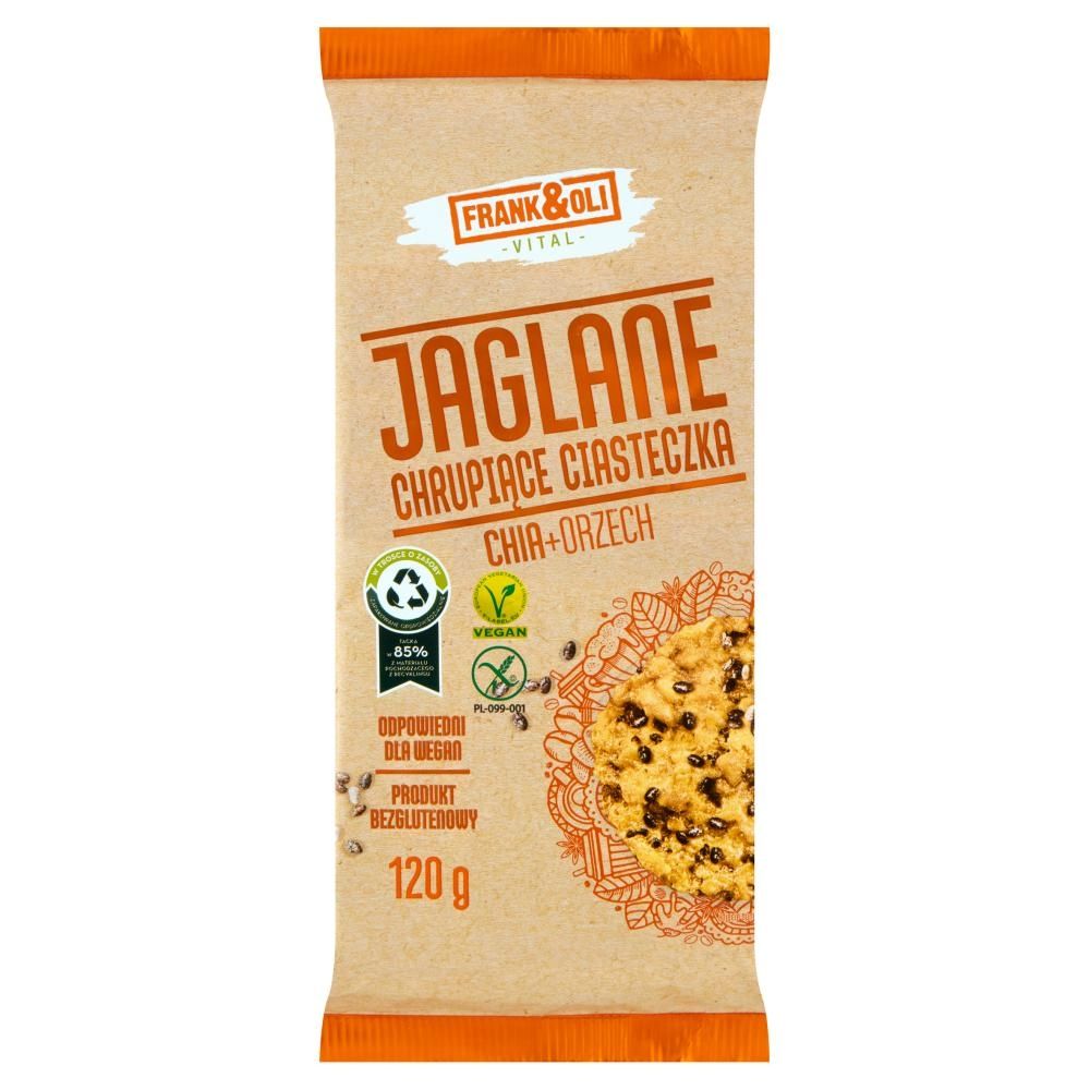 Frank&Oli Jaglane chrupiące ciasteczka chia + orzech 120 g