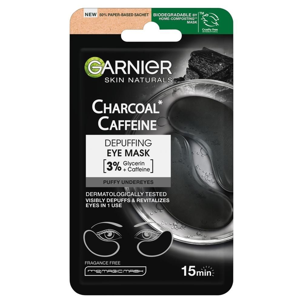 Garnier Skin Naturals Charcoal Caffeine Płatki redukujące efekt opuchniętych oczu 5 g