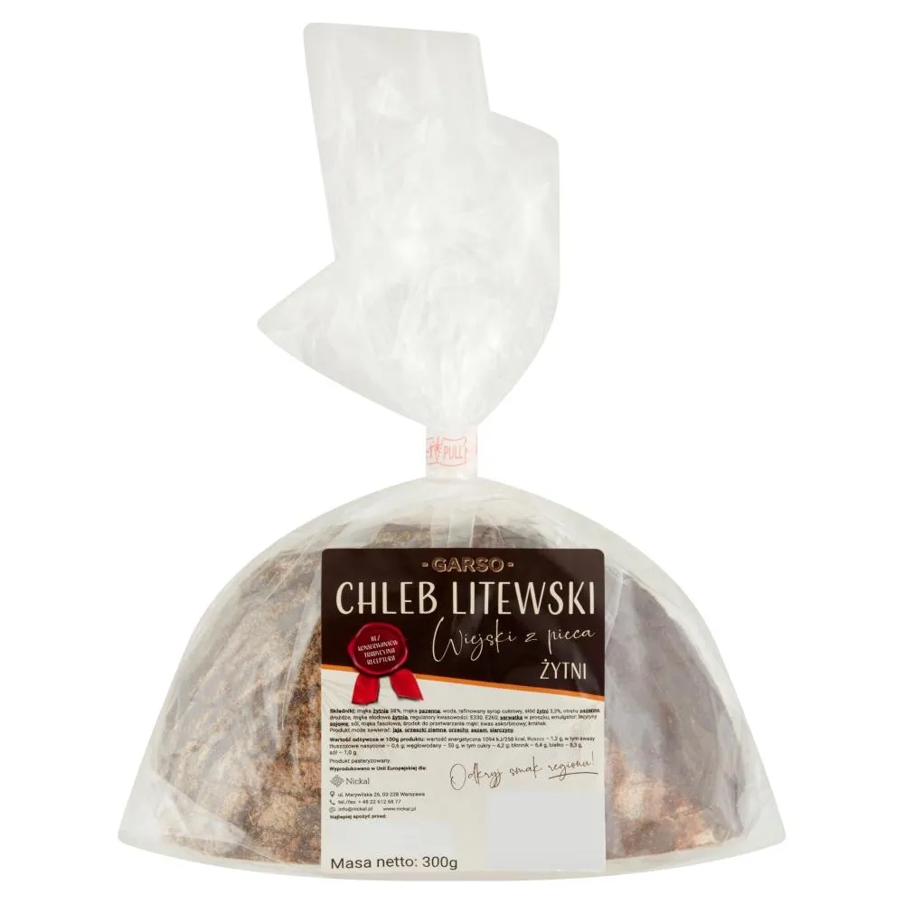 Garso Chleb litewski żytni wiejski z pieca 300 g