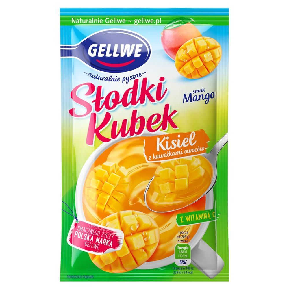 Gellwe Słodki Kubek Kisiel z kawałkami owoców smak mango 28 g