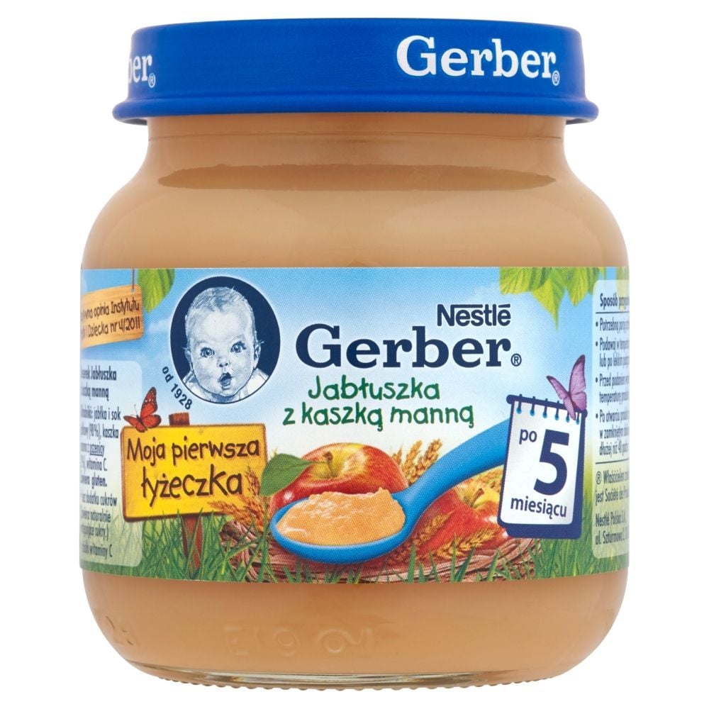 Gerber Moja pierwsza łyżeczka Jabłuszka z kaszką manną po 5 miesiącu 125 g