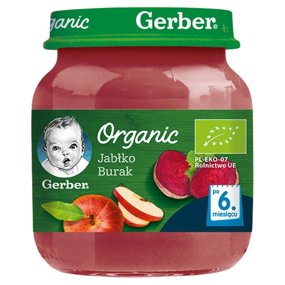 Gerber Organic Jabłko burak dla niemowląt po 6. miesiącu 125 g