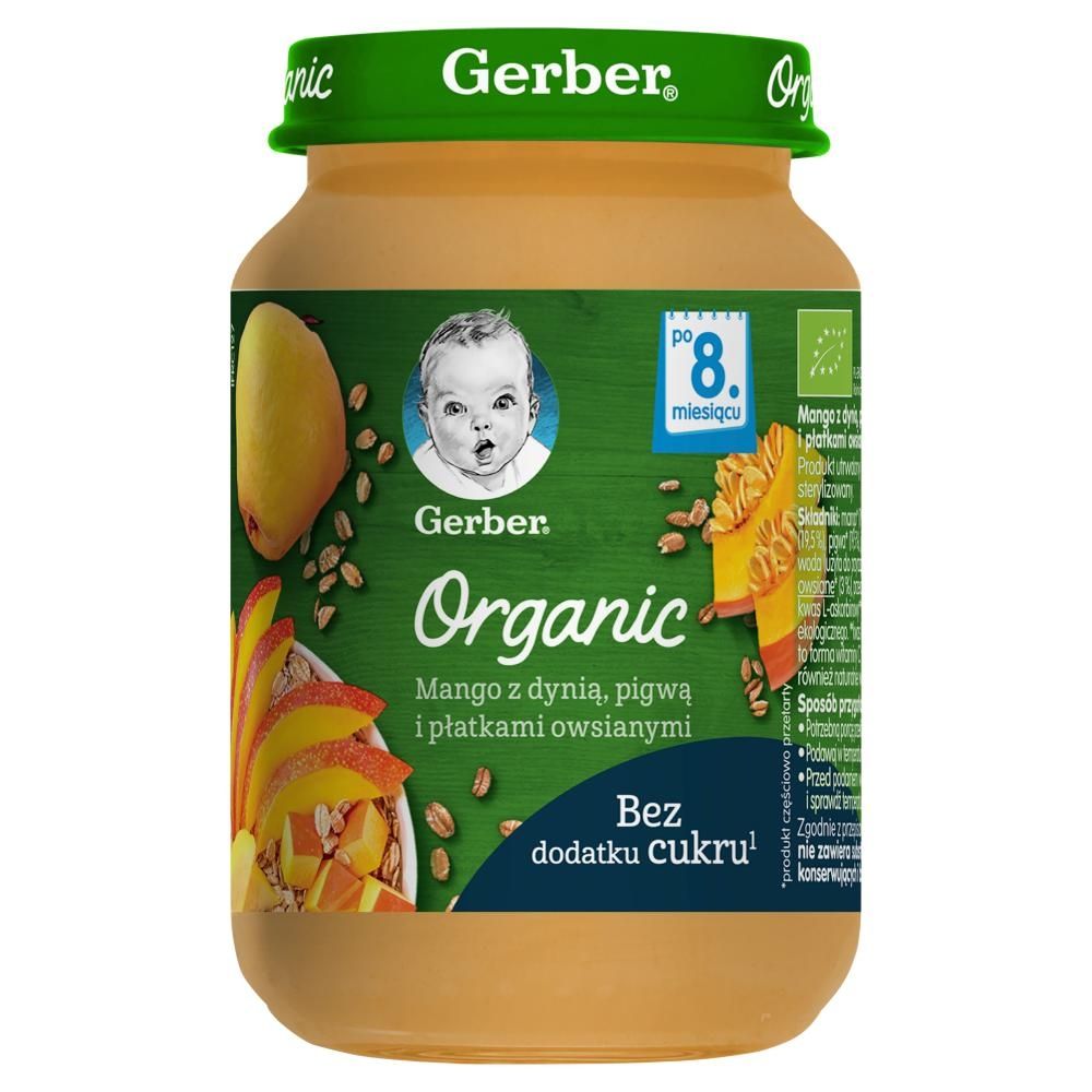 Gerber Organic Mango z dynią pigwą z i płatkami owsianymi dla niemowląt po 8. miesiącu 190 g