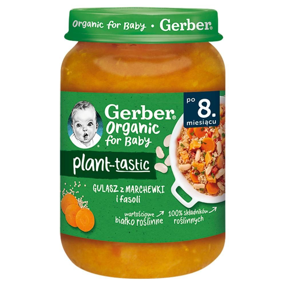 Gerber Organic Plant-tastic Gulasz z marchewki i fasoli dla niemowląt po 8. miesiącu 190 g