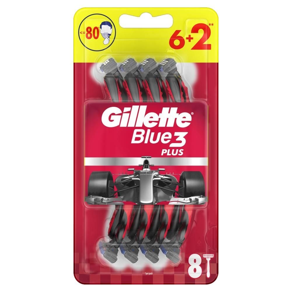 Gillette Blue3 Nitro Jednorazowa maszynka do golenia dla mężczyzn, 6+2 sztuki