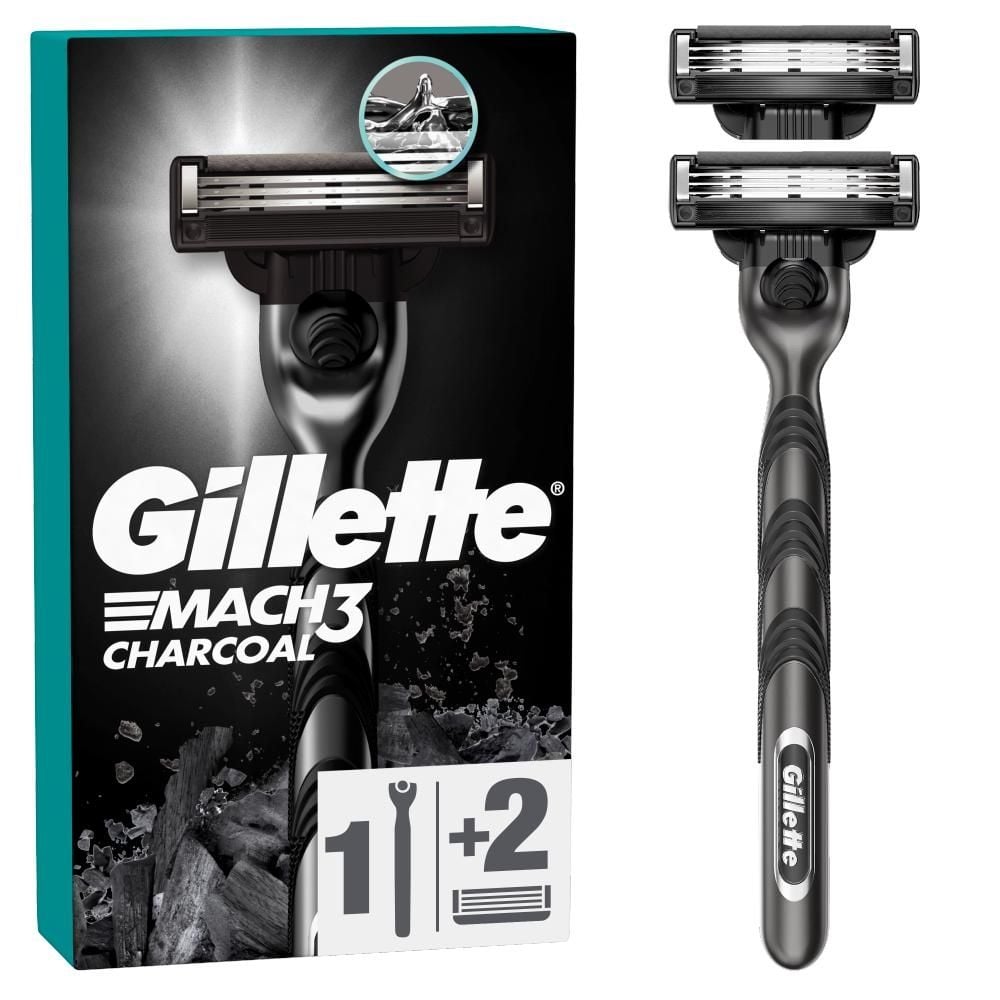 Gillette Mach3 Charcoal Maszynka do golenia dla mężczyzn, 1 maszynka Gillette, 2 ostrza wymienne