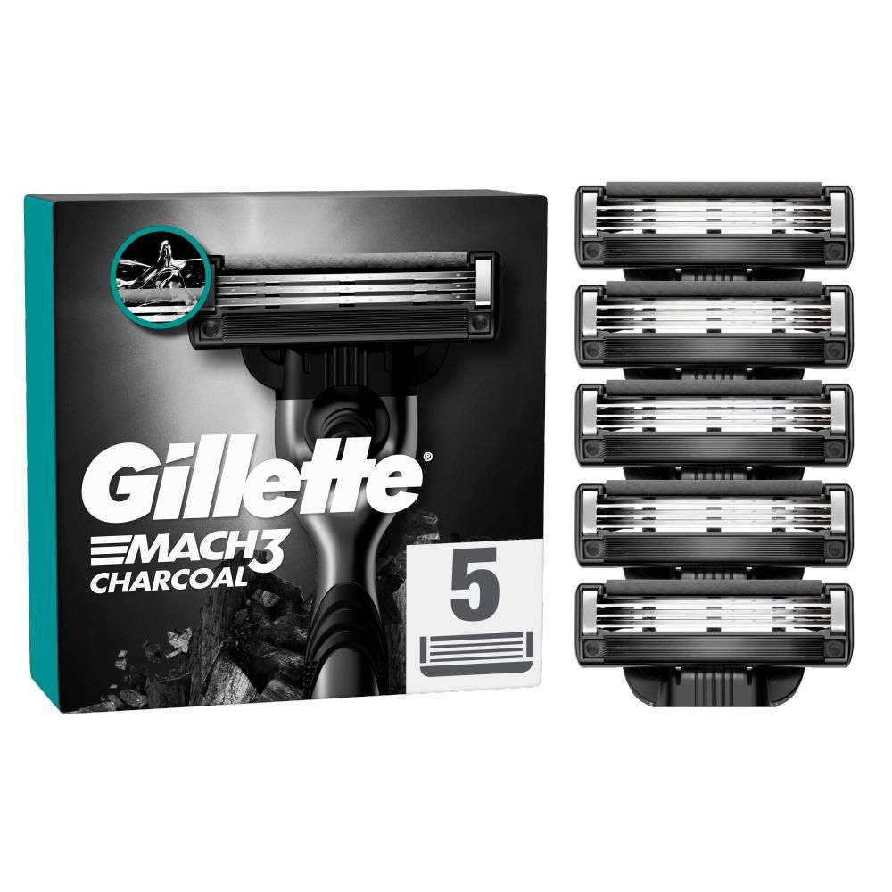 Gillette Mach3 Charcoal Ostrza wymienne do maszynki dla mężczyzn, , 5 ostrzy wymiennych