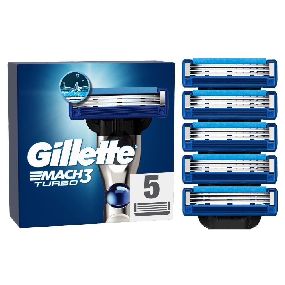 Gillette Mach3 Turbo Ostrza wymienne do maszynki do golenia dla mężczyzn, 5 ostrza wymienne