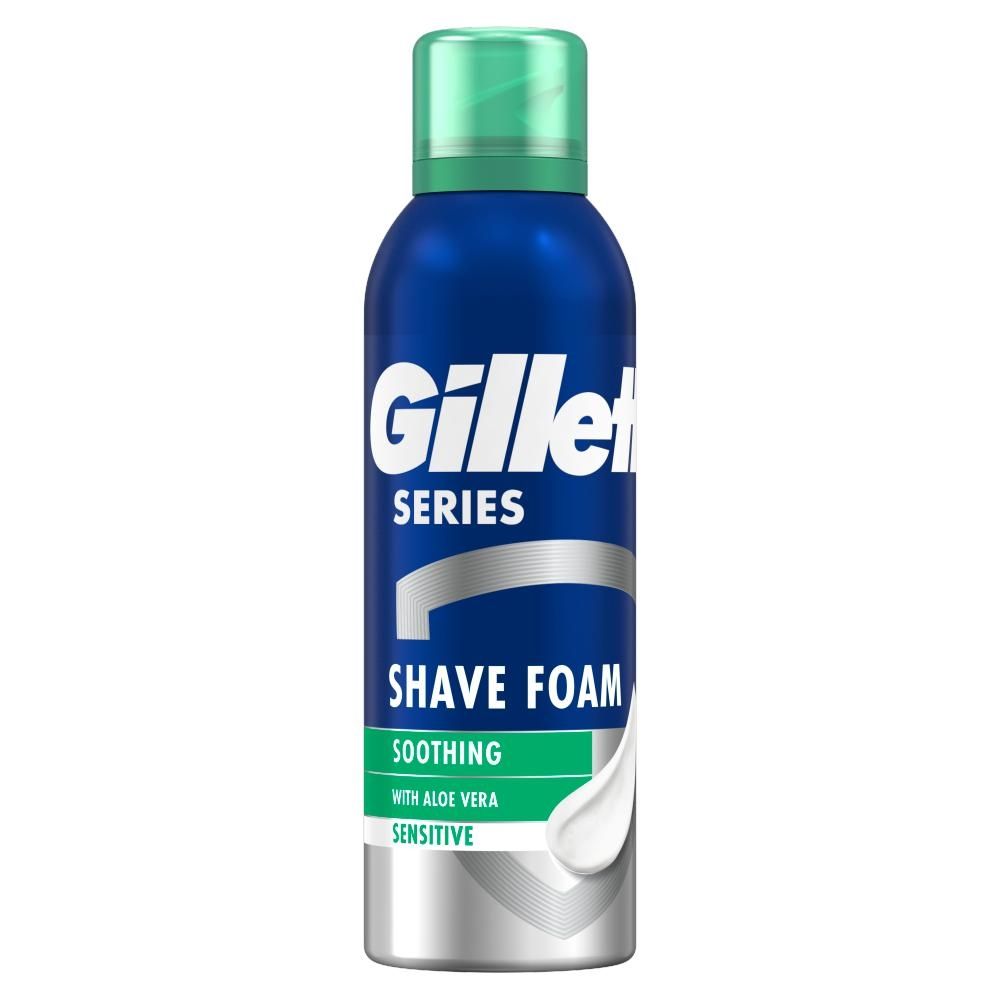 Gillette Series Łagodząca pianka do golenia z aloesem, 200 ml