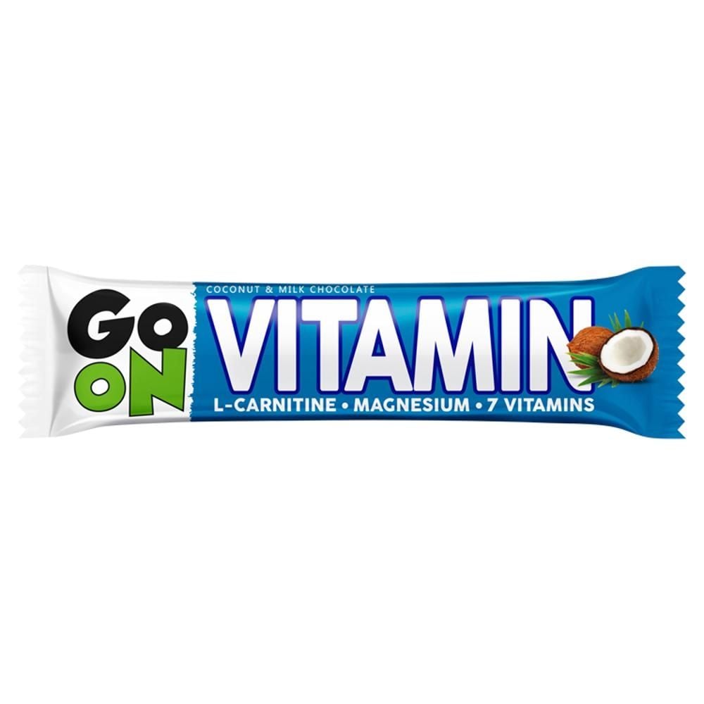 Go On Vitamin Baton kokosowy z L-karnityną magnezem i witaminami oblany mleczną czekoladą 50 g