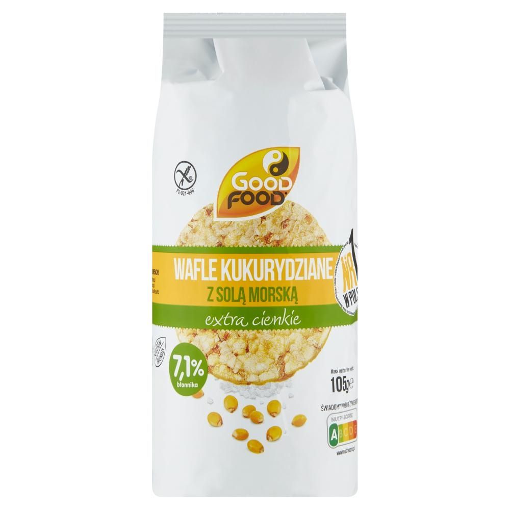 Good Food Extra cienkie wafle kukurydziane z solą morską 105 g (21 sztuk)