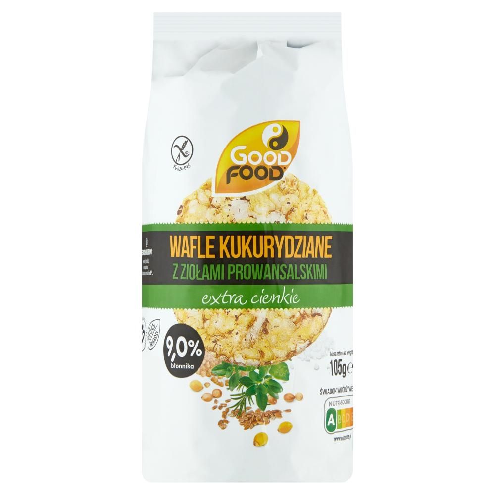 Good Food Extra cienkie wafle kukurydziane z ziołami prowansalskimi 105 g (21 sztuk)