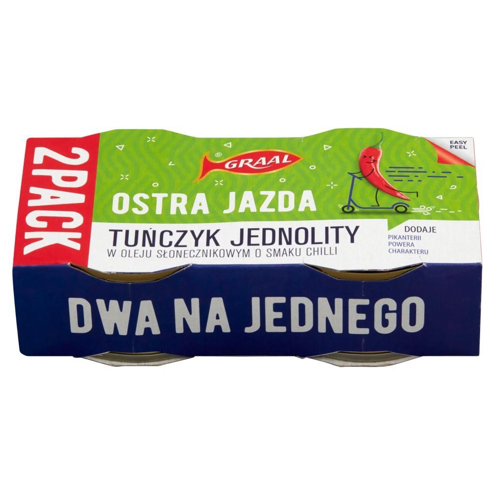 Graal Ostra Jazda Tuńczyk jednolity w oleju słonecznikowym o smaku chilli 160 g (2 x 80 g)