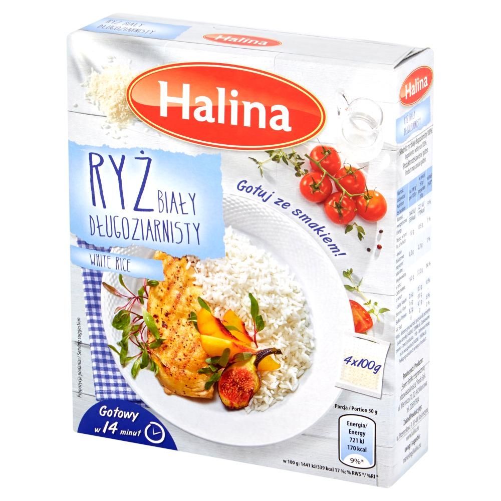 Halina Ryż biały długoziarnisty 400 g (4 sztuki)