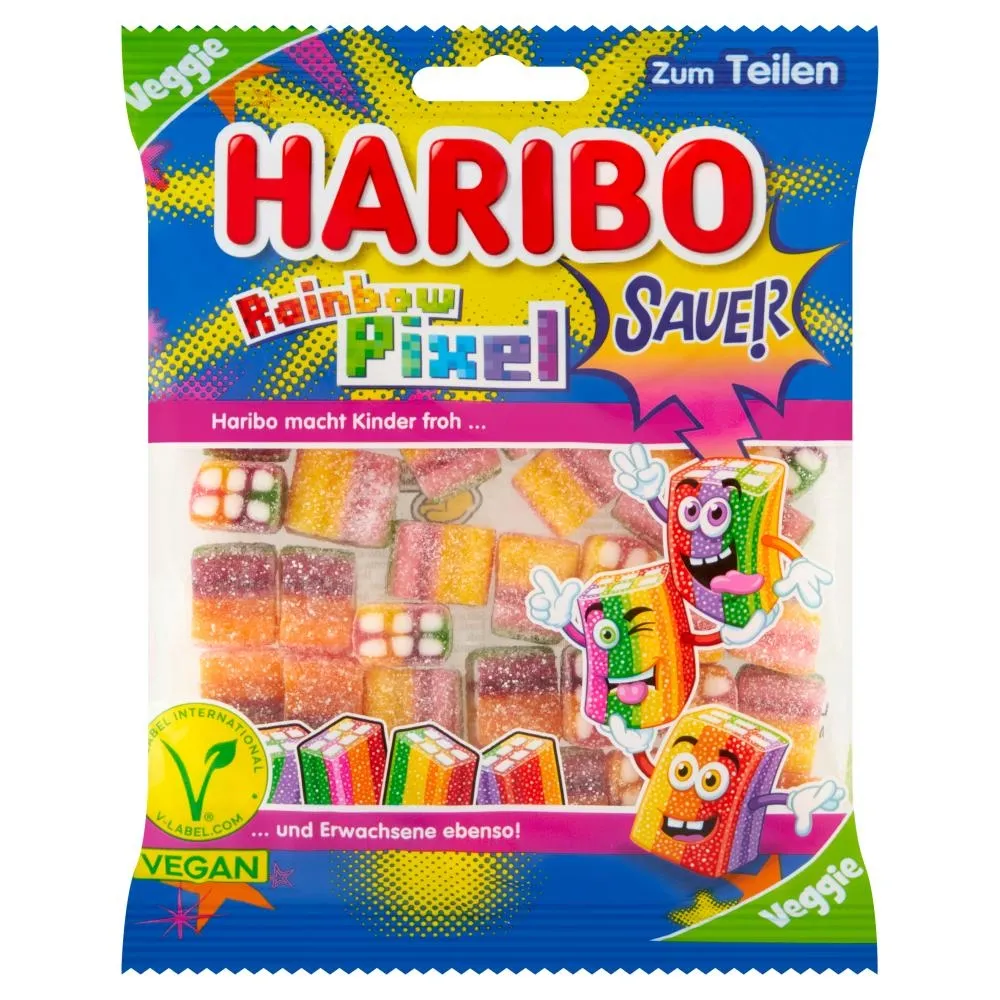 Haribo Rainbow Pixel Żelki o smaku owocowym kwaśne 160 g