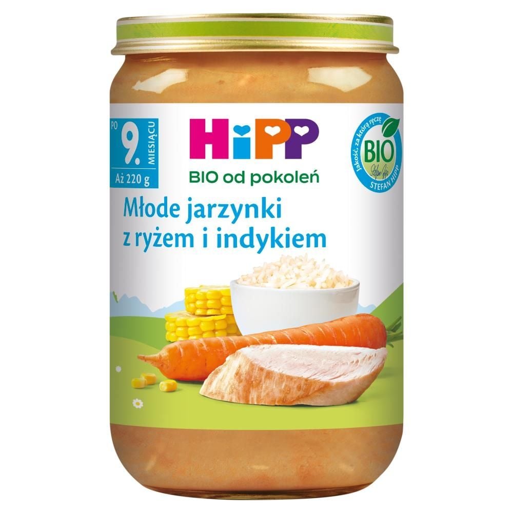 HiPP BIO Młode jarzynki z ryżem i indykiem po 9. miesiącu 220 g