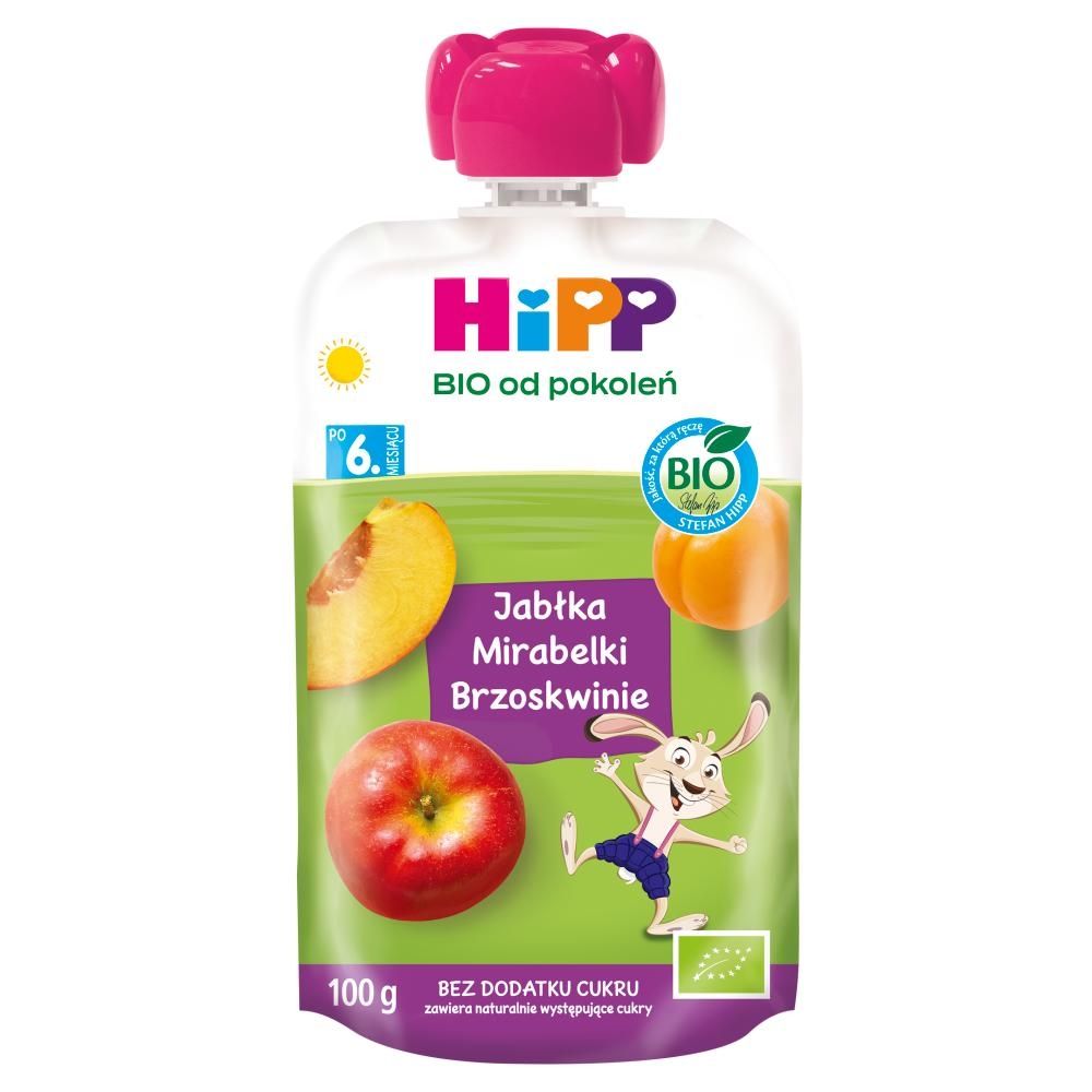 HiPP BIO Mus owocowy jabłka mirabelki brzoskwinie po 6. miesiącu 100 g