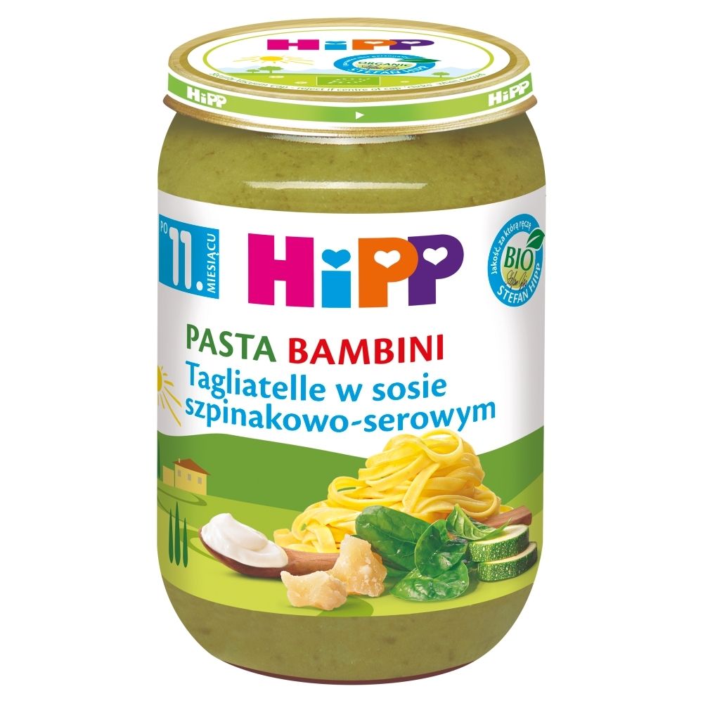 HiPP BIO Pasta Bambini Tagliatelle w sosie szpinakowo-serowym po 11. miesiącu 220 g