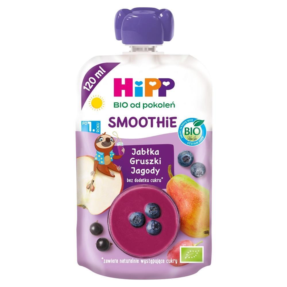 HiPP BIO Smoothie Mus z owoców i soków jabłka gruszki jagody po 1. roku 120 ml