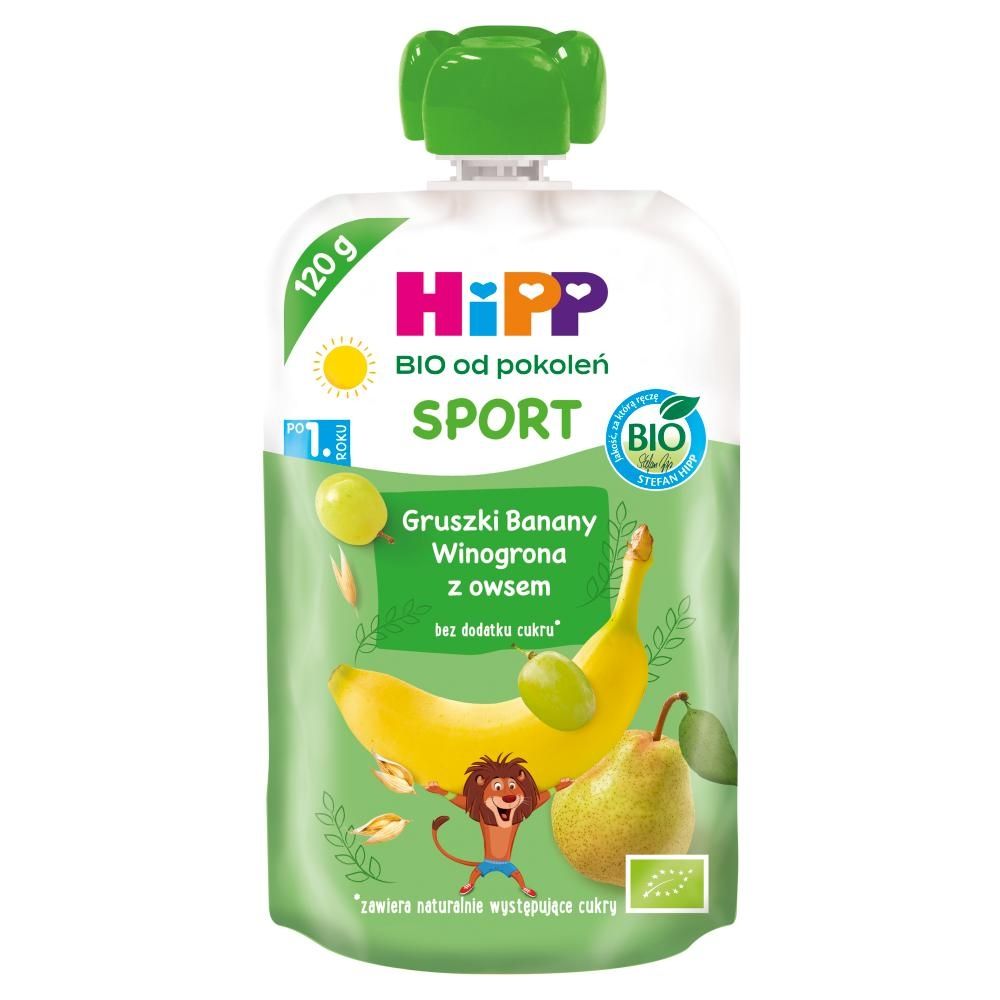 HiPP BIO Sport Mus owocowy gruszki banany winogrona z owsem po 1. roku  120 g