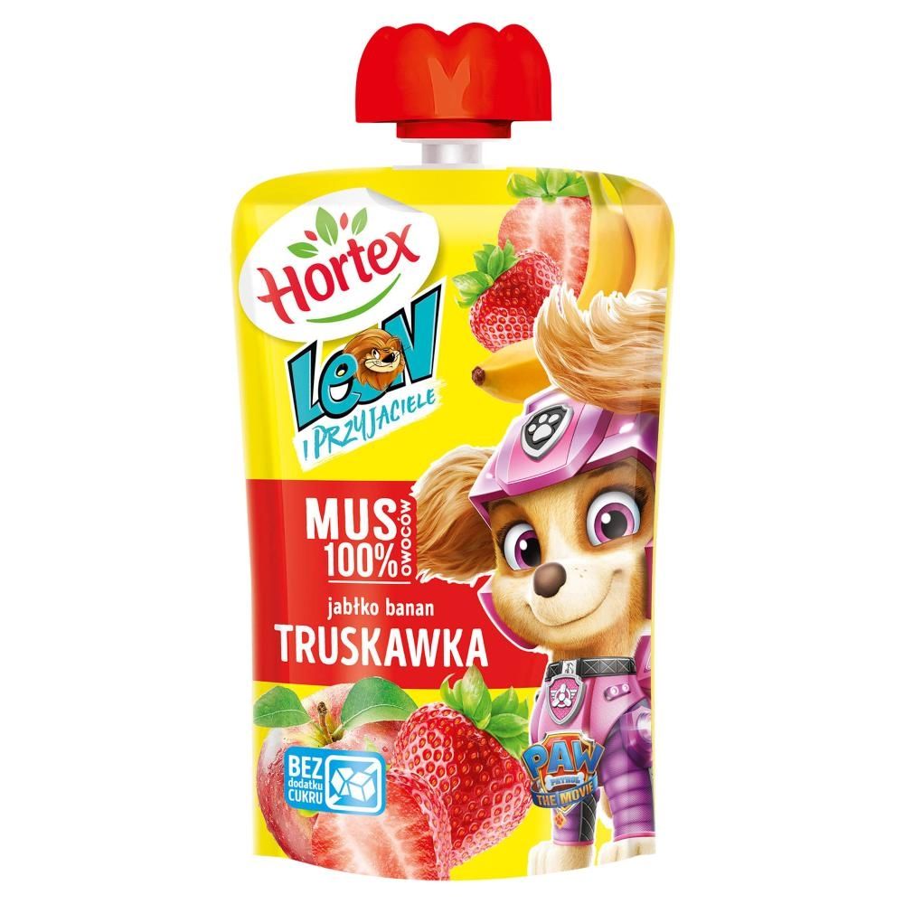 Hortex Leon i Przyjaciele Mus owocowy jabłko banan truskawka 100 g