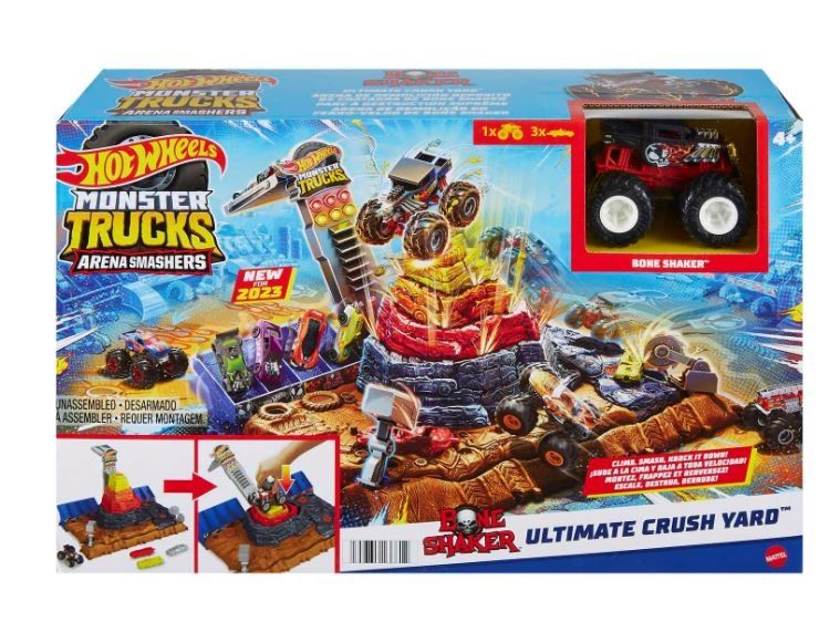 Hot Wheels Monster Trucks Arena Smashers – Piramida demolki Bone Shakera Zestaw HNB96