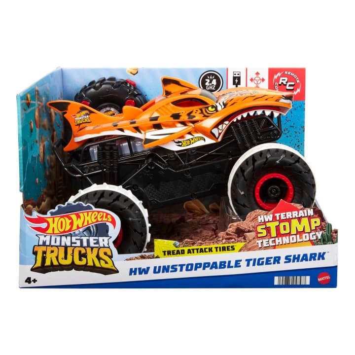 Hot Wheels® Monster Trucks R/C Niepowstrzymany Tiger Shark 1:15 Terenowy pojazd zdalnie sterowany