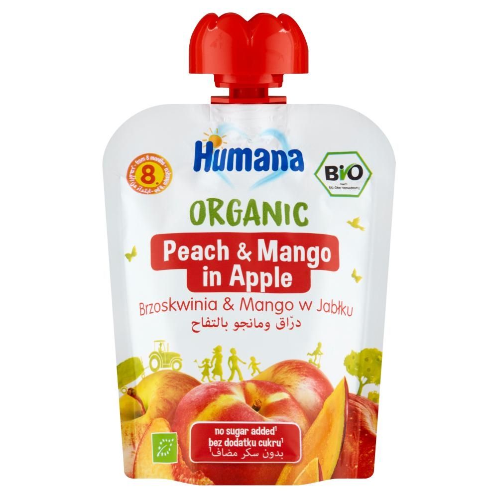 Humana Organic Mus brzoskwinia & mango w jabłku po 8. miesiącu 90 g