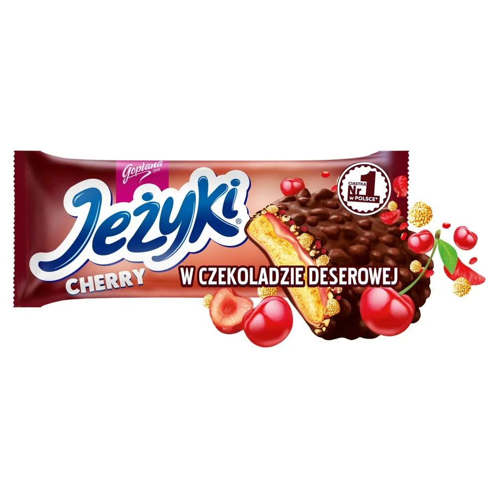 Jeżyki Herbatniki w czekoladzie deserowej wiśniowe 140 g