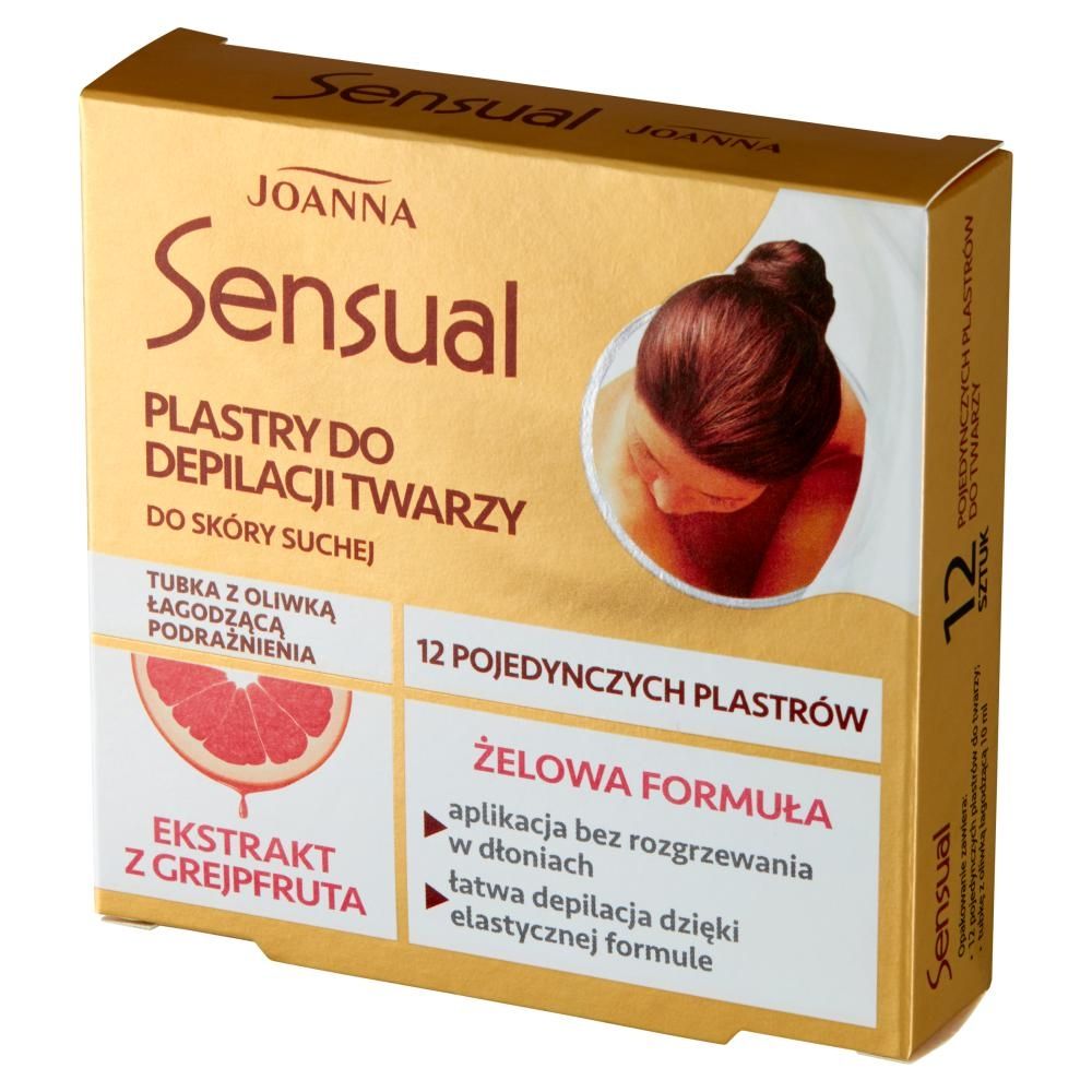 Joanna Sensual Plastry do depilacji twarzy do skóry suchej 12 sztuk i Tubka z oliwką łagodzącą 10 ml