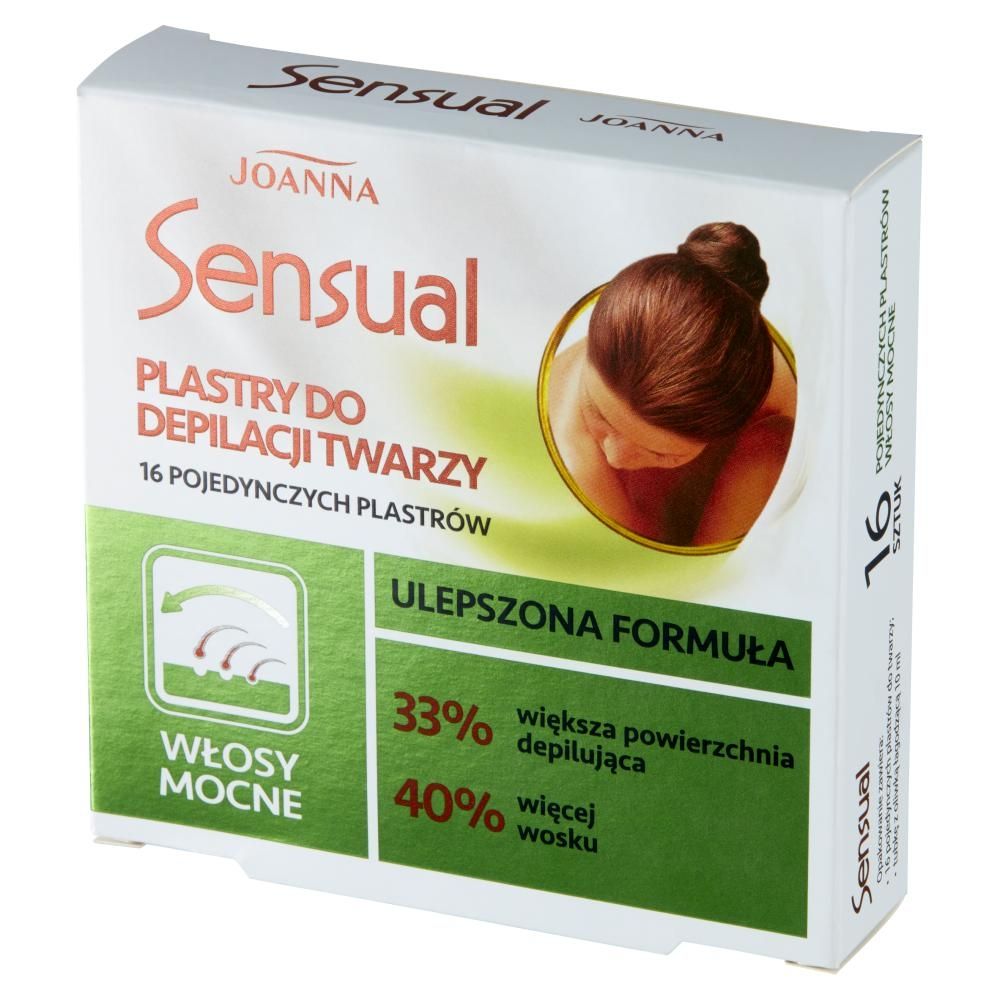 Joanna Sensual Plastry do depilacji twarzy włosy mocne 16 sztuk i Tubka z oliwką łagodzącą 10 ml