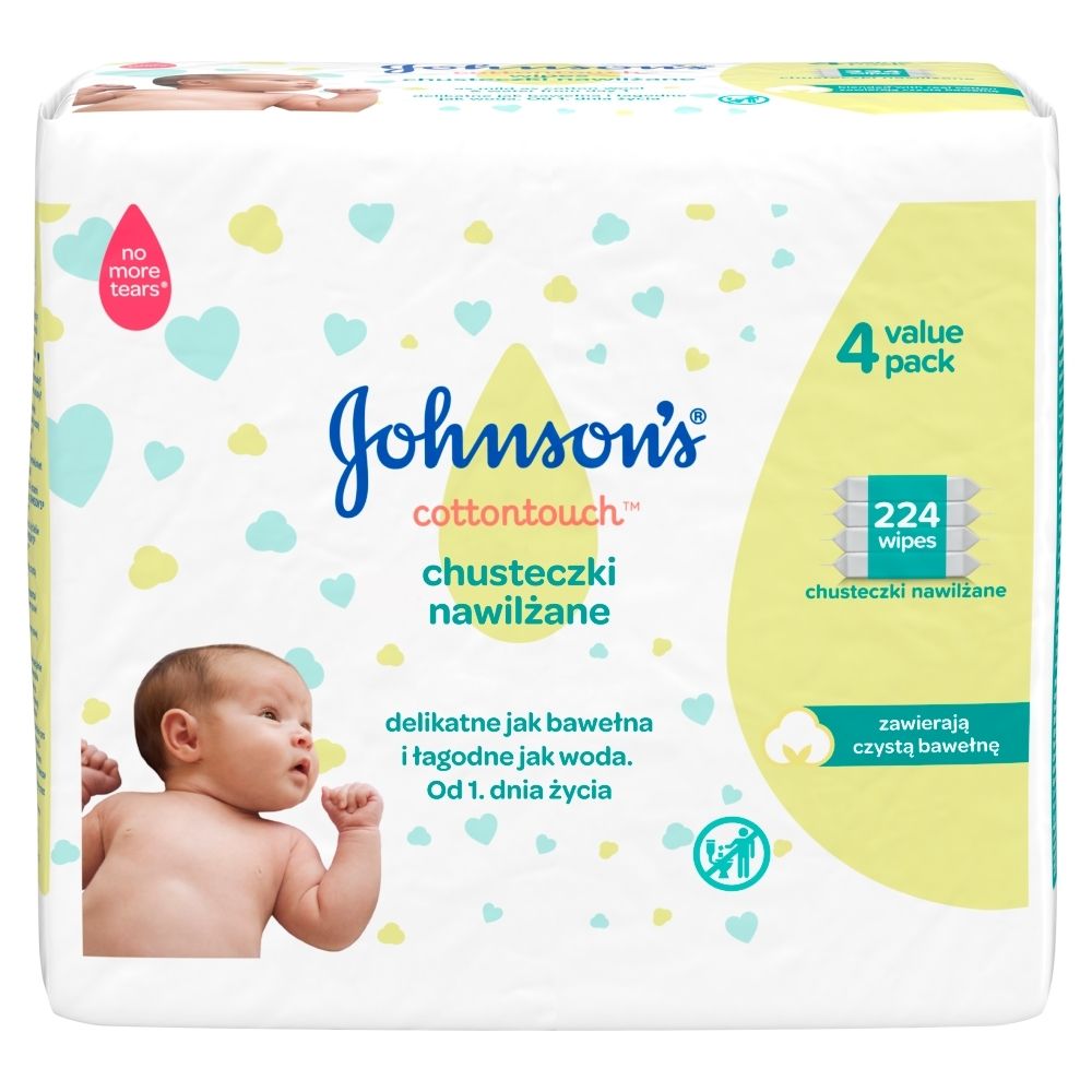 Johnson's Cottontouch Chusteczki nawilżane 224 sztuki