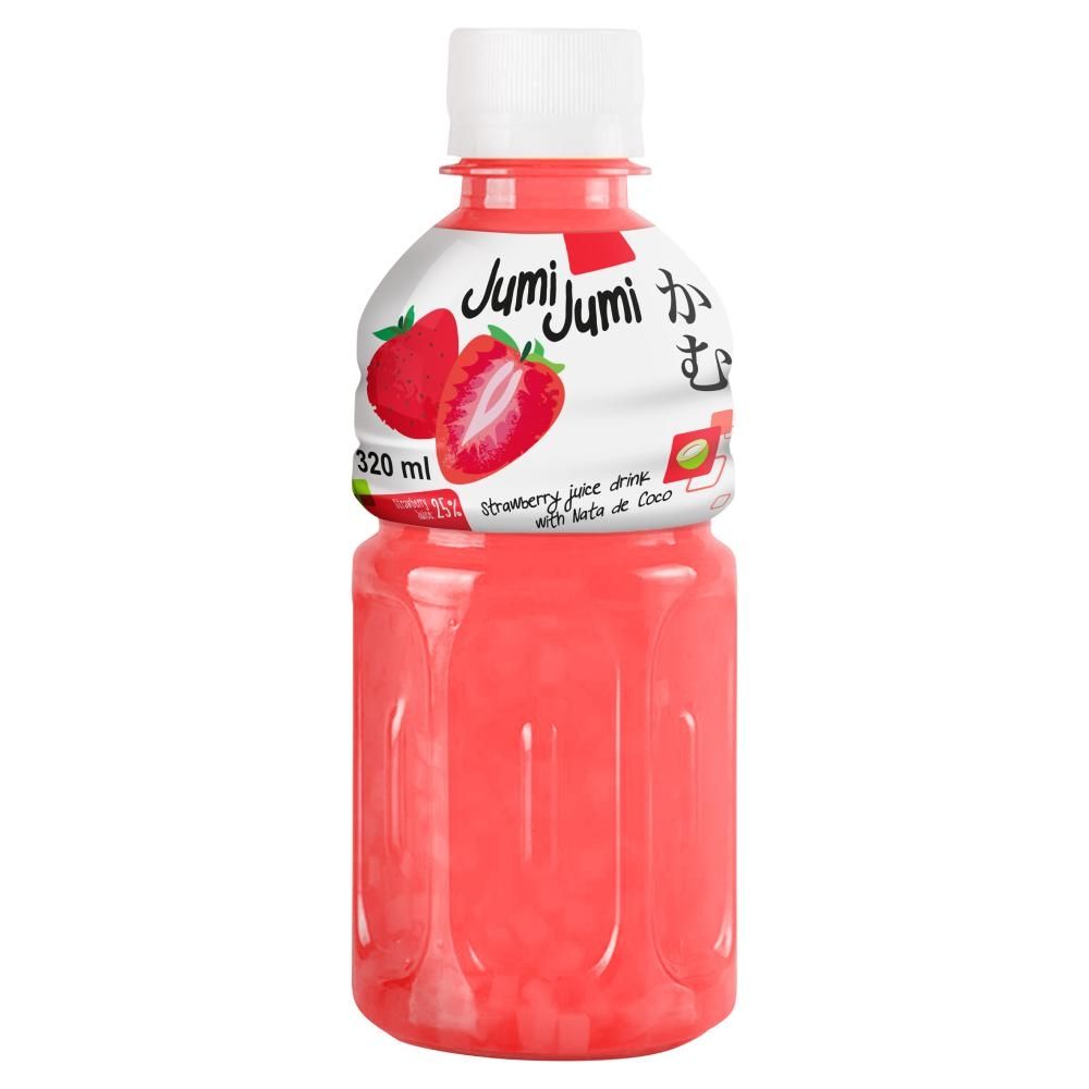 JumiJumi Napój truskawkowy z kawałkami galaretki kokosowej nata de coco 320 ml