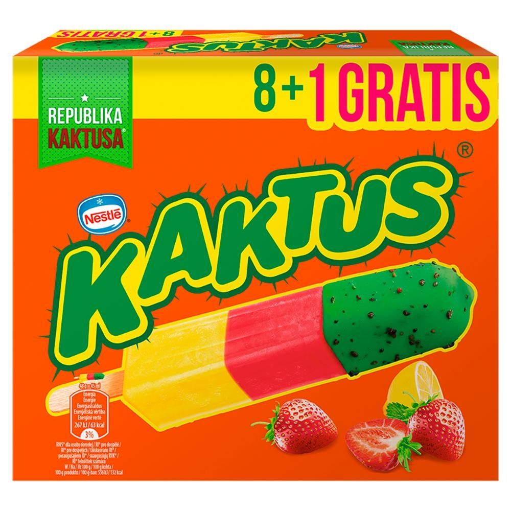 Kaktus Lody wodne o smaku cytrynowym i sorbet truskawkowy 405 ml (9 sztuk)