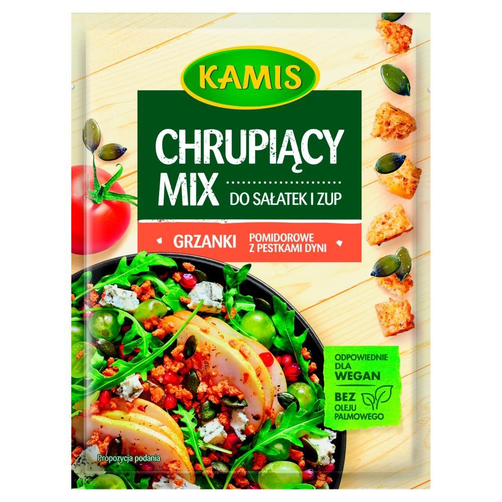 Kamis Chrupiący mix do sałatek i zup grzanki pomidorowe z pestkami dyni 15 g