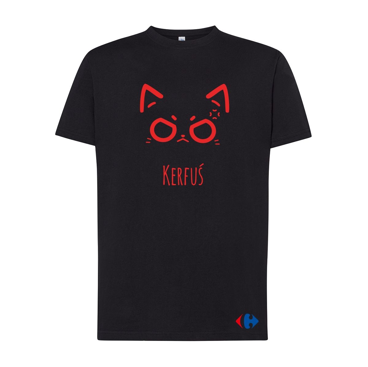 KERFUŚ czerwony T-shirt jednostronny czarny L