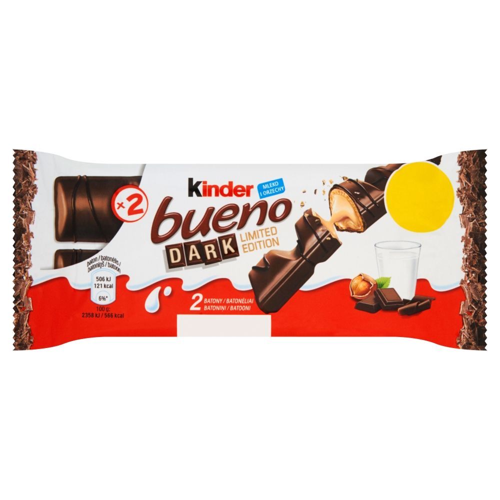 Kinder Bueno Dark Wafel Pokryty Deserową Czekoladą Wypełniony Nadzieniem 43 G 2 Batony 7418