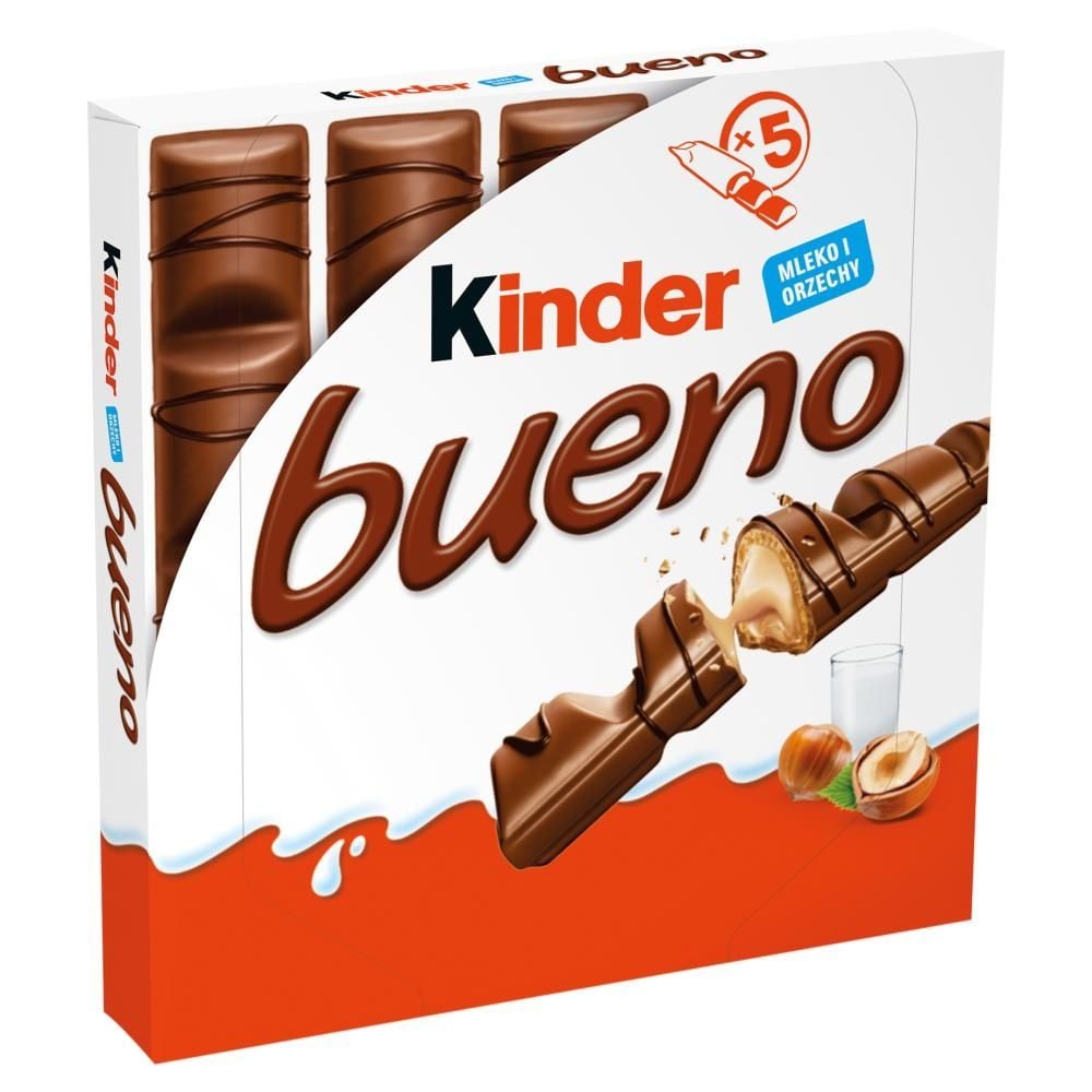 Kinder Bueno Wafel pokryty mleczną czekoladą wypełniony nadzieniem 107,5 g (5 sztuk)