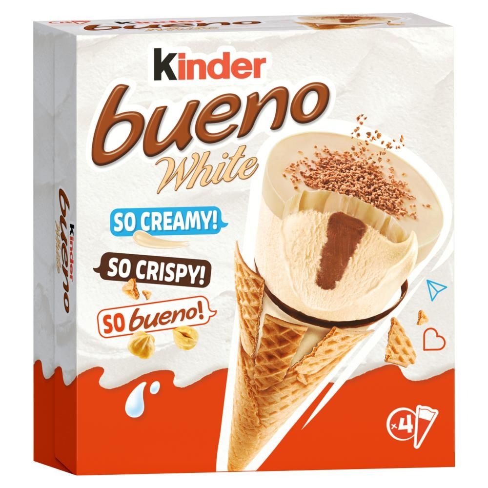 Kinder Bueno White Lody o smaku orzechów laskowych z nadzieniem orzechowym 360 ml (4 sztuki)